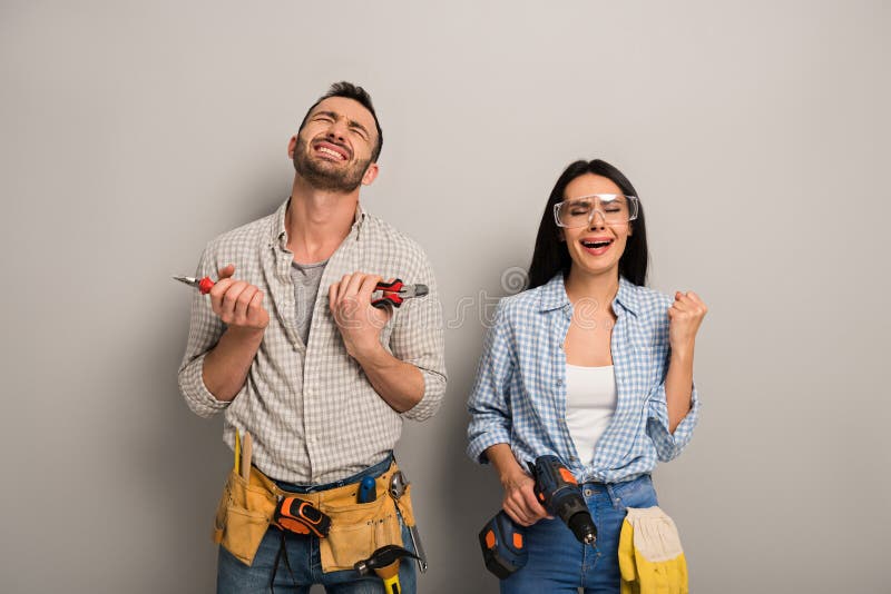 Manual Workers Holding Pliers and Electric Stock Image Image of