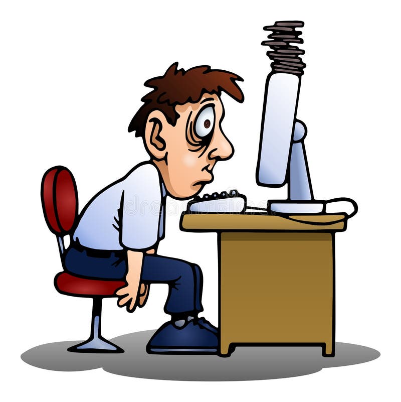 Stressed Using Computer on Isolated Stock Illustration - Illustration ...