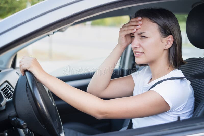Sad Woman Driver in Car Feeling Negative Emotion Stock Photo - Image of dramatic, damage: 156720376