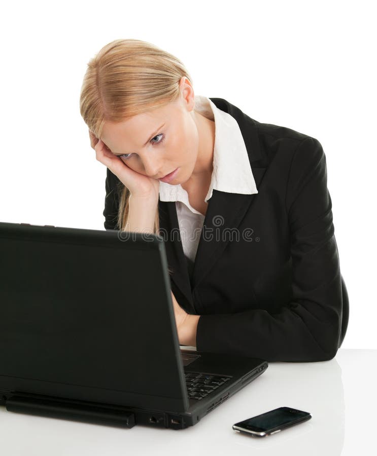 Stressful business woman working on laptop royalty free stock photo Stressful business woman working on laptop royalty free stock photo