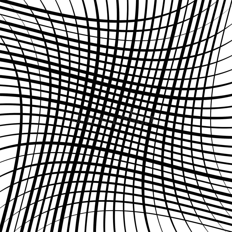 Stretch grid, mesh. Waving, wavy intersect lines. Interlock, tangle, interlace lines. Undulating, billowy stripes. Squiggly royalty free illustration