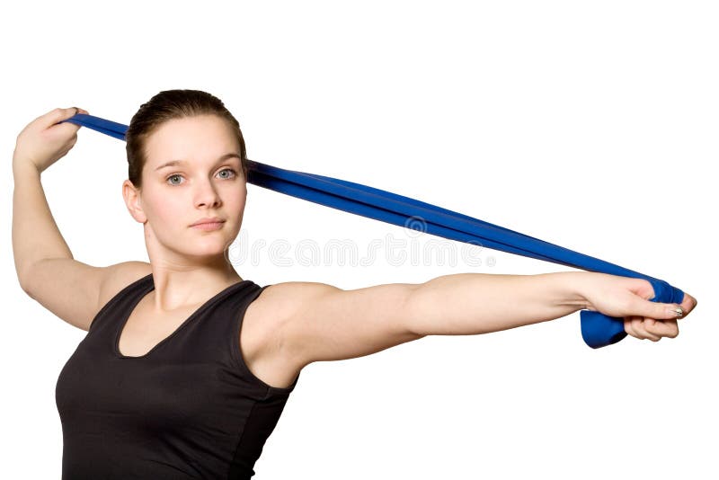 Stretching with a Resistance Band Stock Photo Image of holding