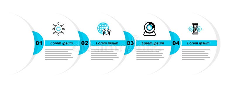 Strichglas- und Gangantrieb-Webkamera-Globus mit Flieger und Copywriting-Symbol. Vektor lizenzfreie abbildung