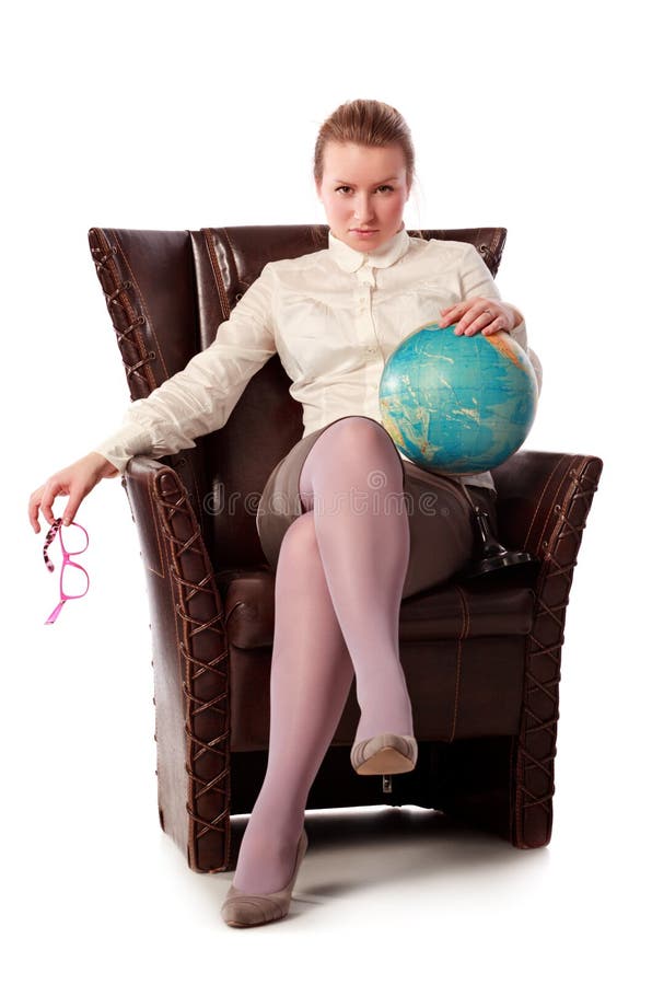Strict Teacher Sitting In Armchair Royalty Free Stock Photo Image