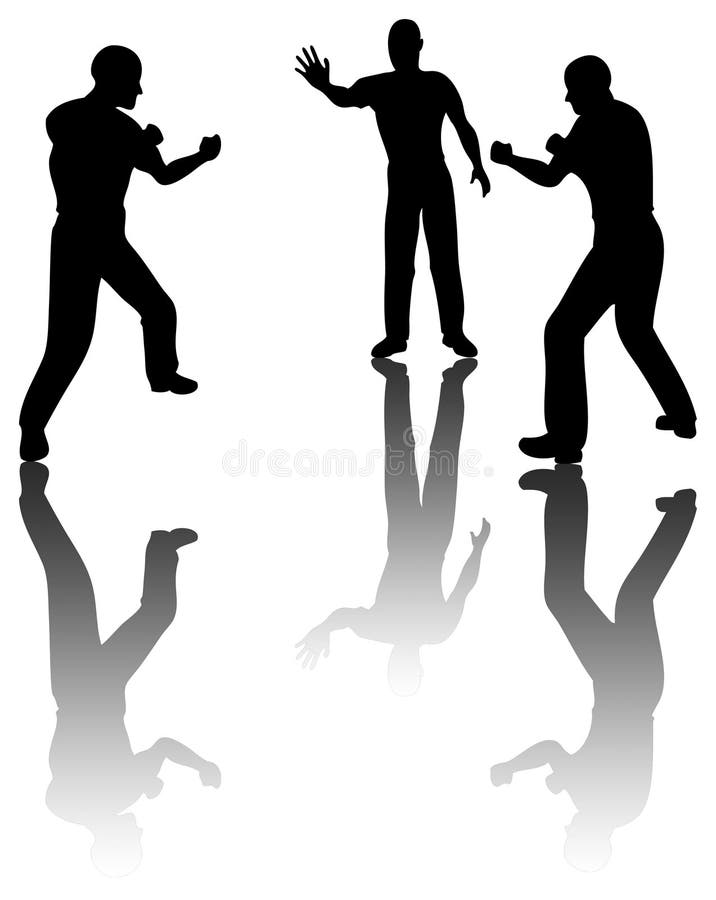 Silhouette of two guy fighting and one try to stop pose or this is boxing. Silhouette of two guy fighting and one try to stop pose or this is boxing