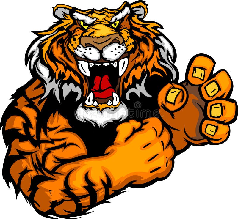 Stridighet hands bildmaskottigern royaltyfri illustrationer