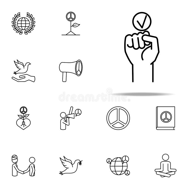 strijd voor het rechtenpictogram voor Web wordt geplaatst dat en het mobiele algemene begrip van rechten van de menspictogrammen stock illustratie strijd voor het rechtenpictogram voor Web wordt geplaatst dat en het mobiele algemene begrip van rechten van de menspictogrammen stock illustratie