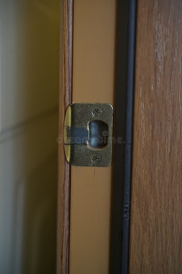Strike box on a door stock photo. Image of brown, rubber 148683060