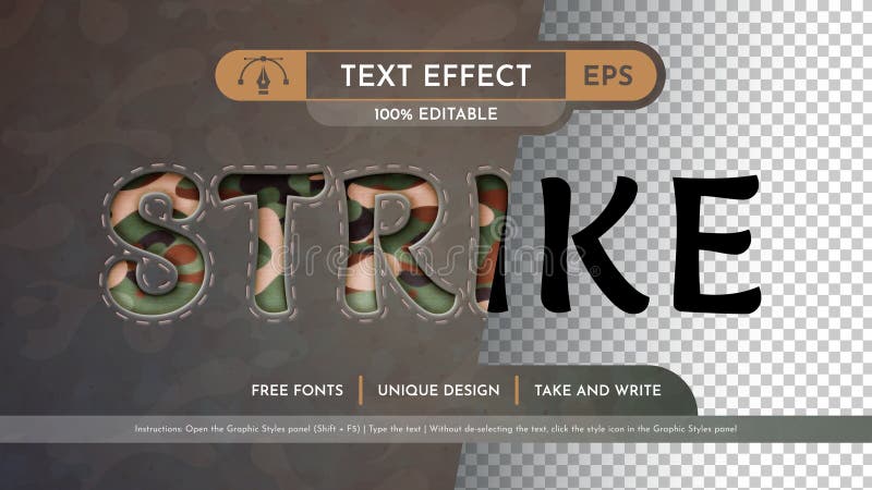 Stil font efect text editabil pentru grevă stock illustration