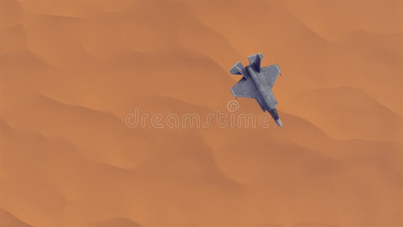 Strike Fighter Jet Aircraft High Altitude Above Sand Dunes Barren Desert