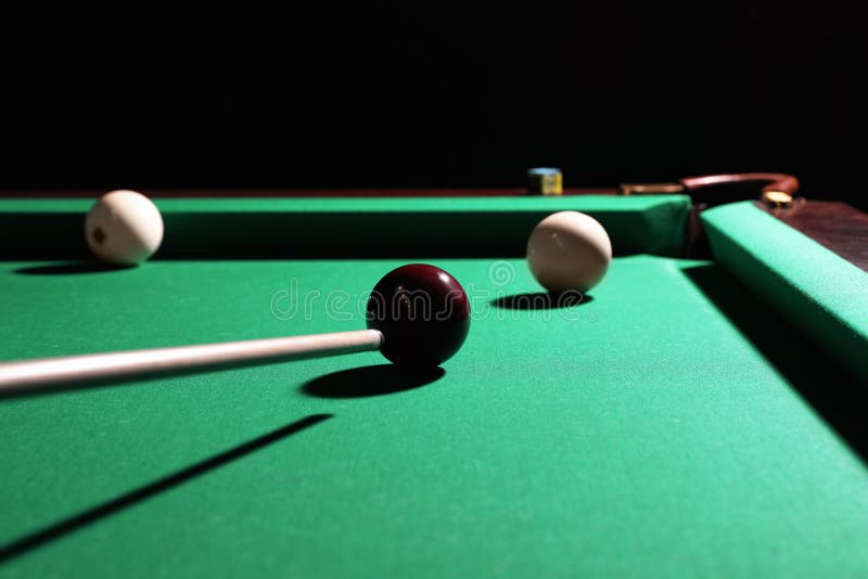Striking Ball into Billiard Table Pocket Stock Image Image of