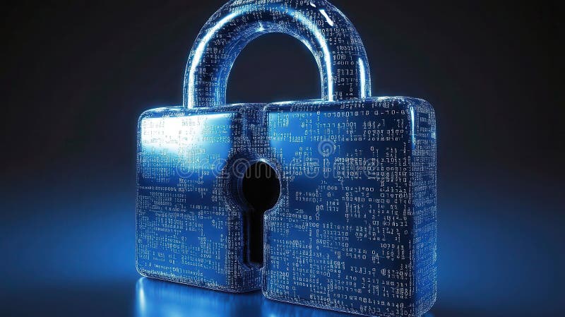 Striking Binary Lock Symbolizing Advanced Digital Security vector illustration