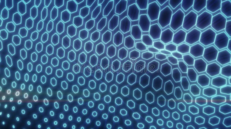 Striking cyan hexagonal grid stretching into a wave, representing futuristic digital networks and flowing connectivity vector illustration