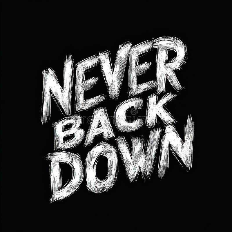 This Striking Design Features the Powerful Phrase Never Back Down in Bold, Retro Typography