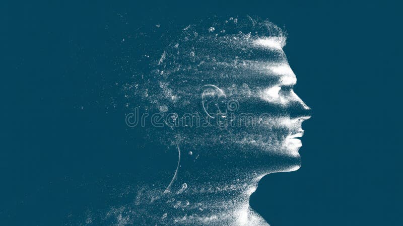 Digital Mind: Abstract Portrait of a Man royalty free illustration