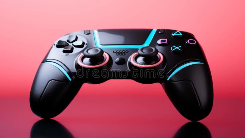 A Striking Game Controller Black with Blue Levitating Buttons on Pink ...