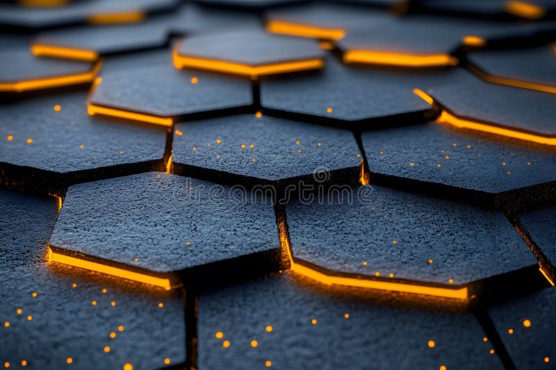 Futuristic Hexagonal Pattern with Glowing Accents for Modern Design Concepts Generative AI vector illustration