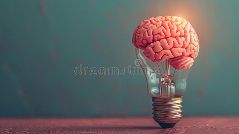 Neuroscience Concept: Illuminating the Brain with a Lightbulb vector illustration