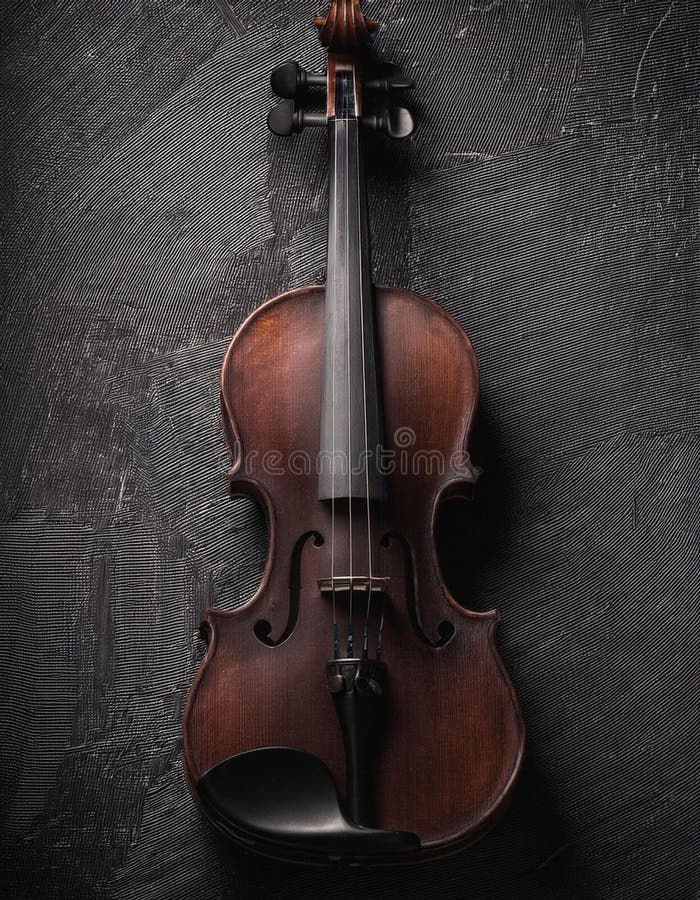 Gothic Style Violin Against a Dark Gray Textured Wall stock illustration