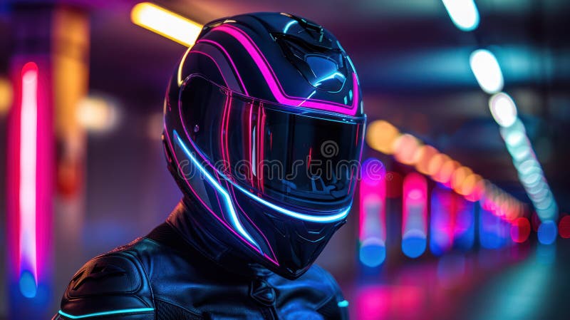 Cască vibrantă neon iluminează întunericul perfect pentru aventurile nocturne! royalty free illustration