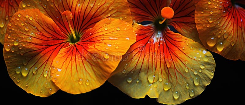 Striking macro capture of a Nasturtium flower. AI Generative royalty free illustration