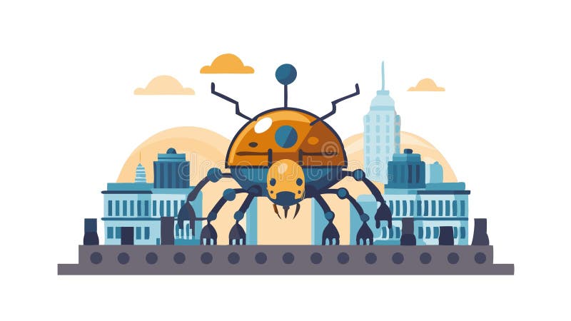 Mechanical spider in the city, urban robotics, future tech, vector design Generative AI royalty free illustration