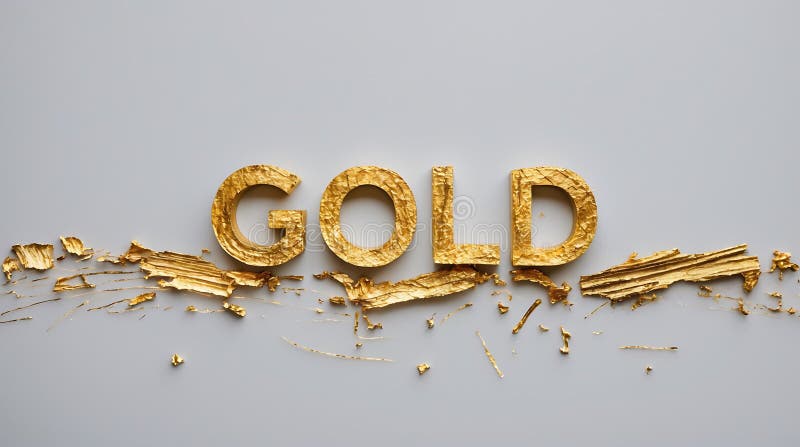 Beautiful texture of golden letters forming the word gold on a neutral background royalty free stock images
