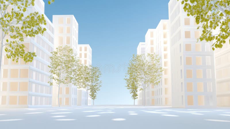 Striking white buildings, captivating display of minimalist architecture and modern design stock photography