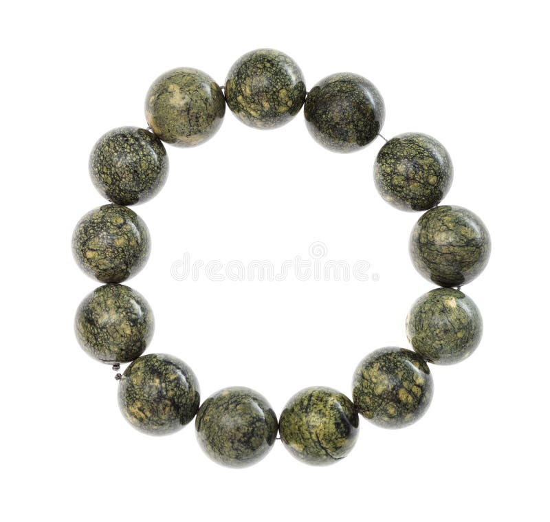 String of Beads from Natural Serpentine Gemstone Stock Image Image of