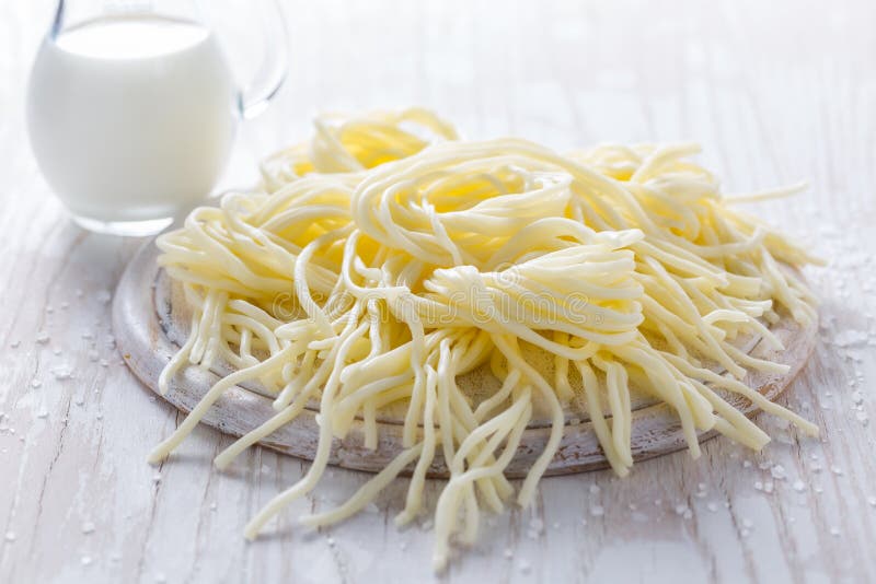 String cheese or cheese whip - salty snack cheese, national delicacy from Slovakia