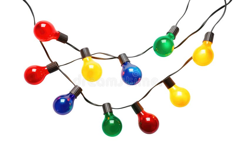 String of Christmas Lights Isolated on White Background. Generative AI