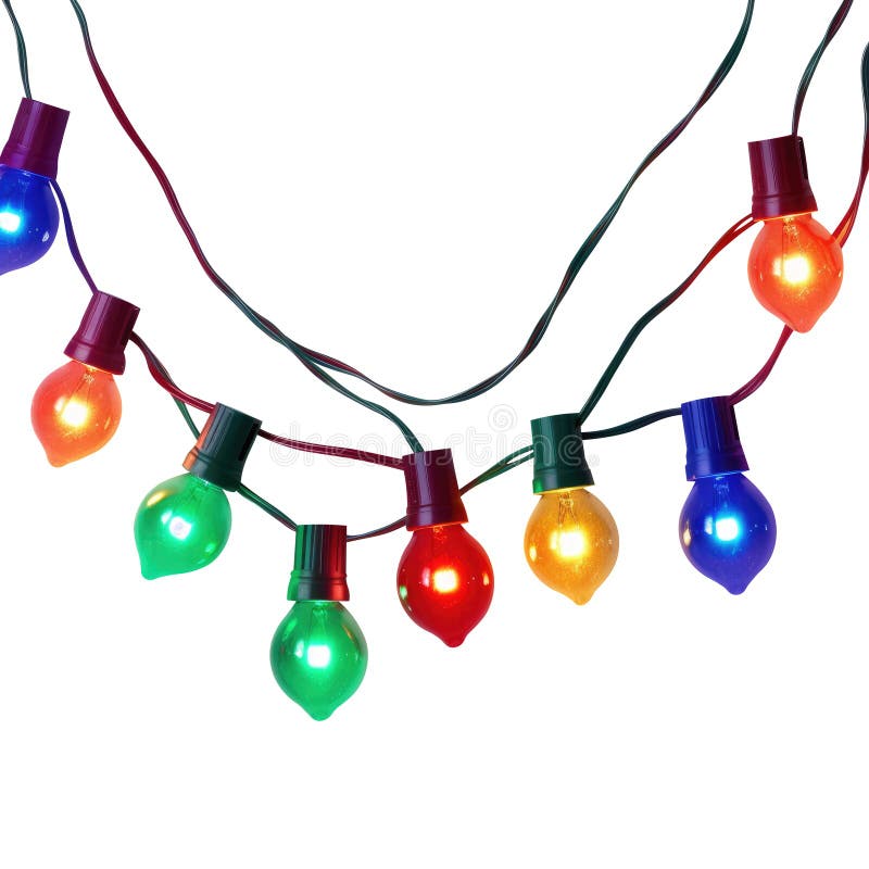 String of Christmas Lights Isolated on White Background. Generative AI