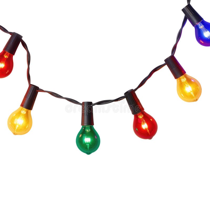 String of Christmas Lights Isolated on White Background. Generative AI