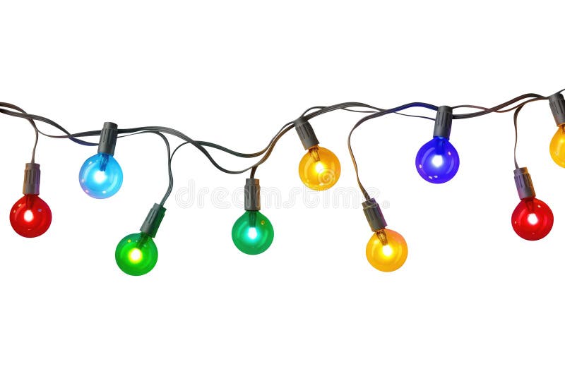 String of Christmas Lights Isolated on White Background. Generative AI