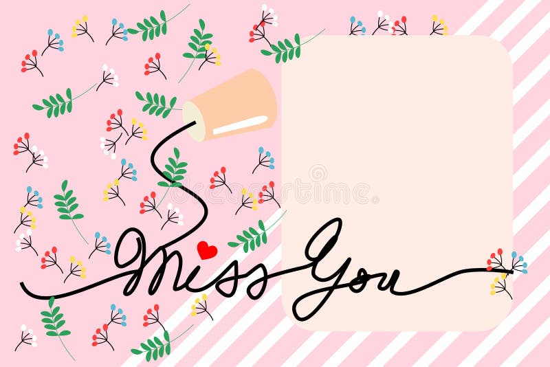 String phone connect with the word `Miss you` and copy space for writing or typing message. Illustration in communication and lov