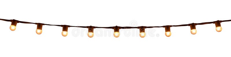 String wired bulbs on white background