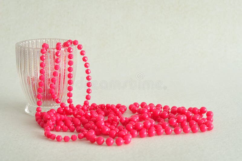 Strings Pink Beads Displayed Fancy Glass Pot Stock Photos Free & RoyaltyFree Stock Photos