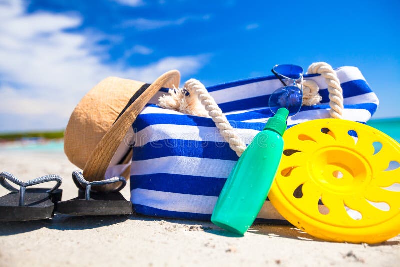 Beach Bag Towel Slippers Sunscreen Sunglasses Beach Equipment For