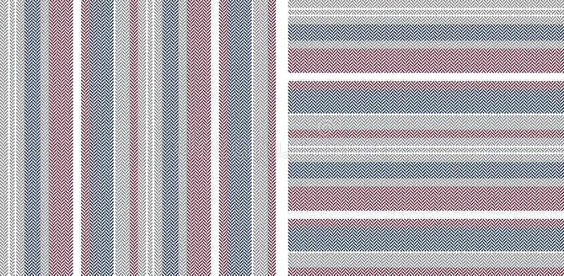 Stripe pattern set. Vertical and horizontal herringbone lines in blue, grey, red, white for dress or other modern fashion textile.