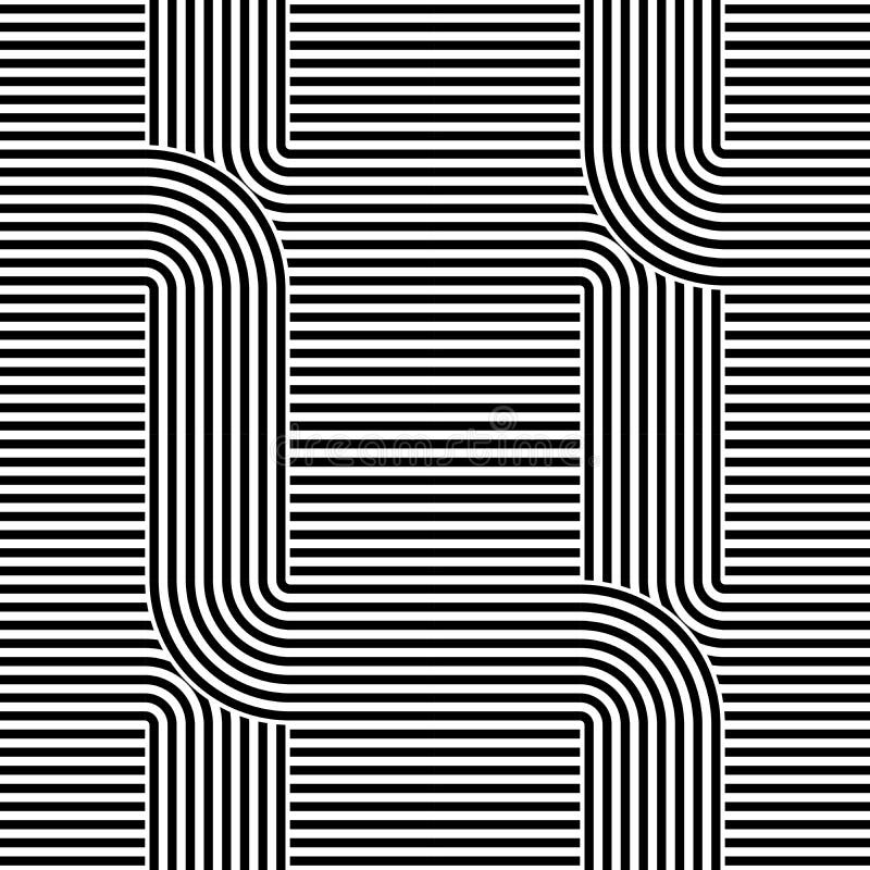Striped abstract seamless pattern background tile. Black and white retro stripy vector illustration. Textile fabric stock illustration