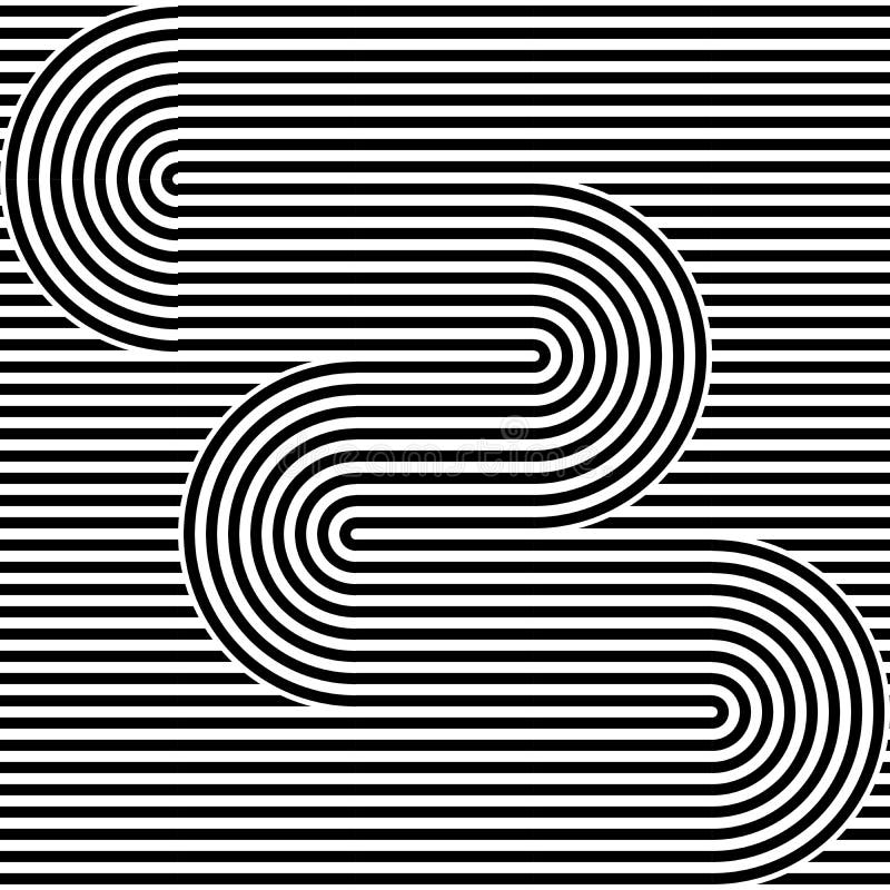 Striped abstract seamless pattern background tile. Black and white retro stripy vector illustration. Textile fabric royalty free illustration