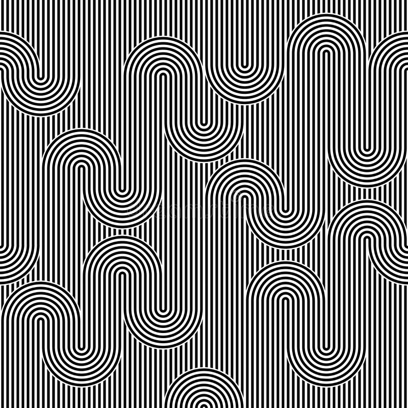 Striped abstract seamless pattern background tile. Black and white retro stripy vector illustration. Textile fabric vector illustration