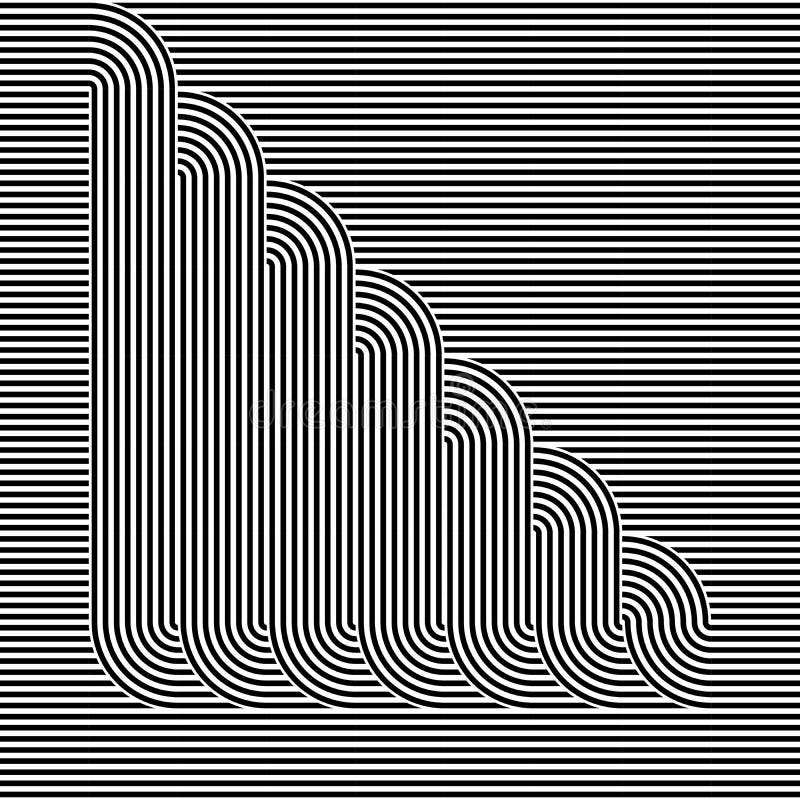 Striped abstract seamless pattern background tile. Black and white retro stripy vector illustration. Textile fabric stock illustration