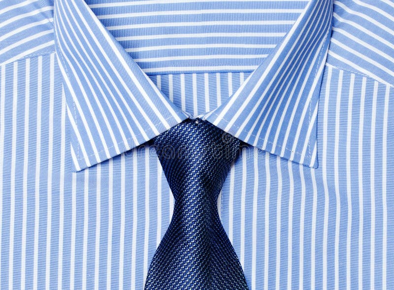 Striped blue shirt with tie