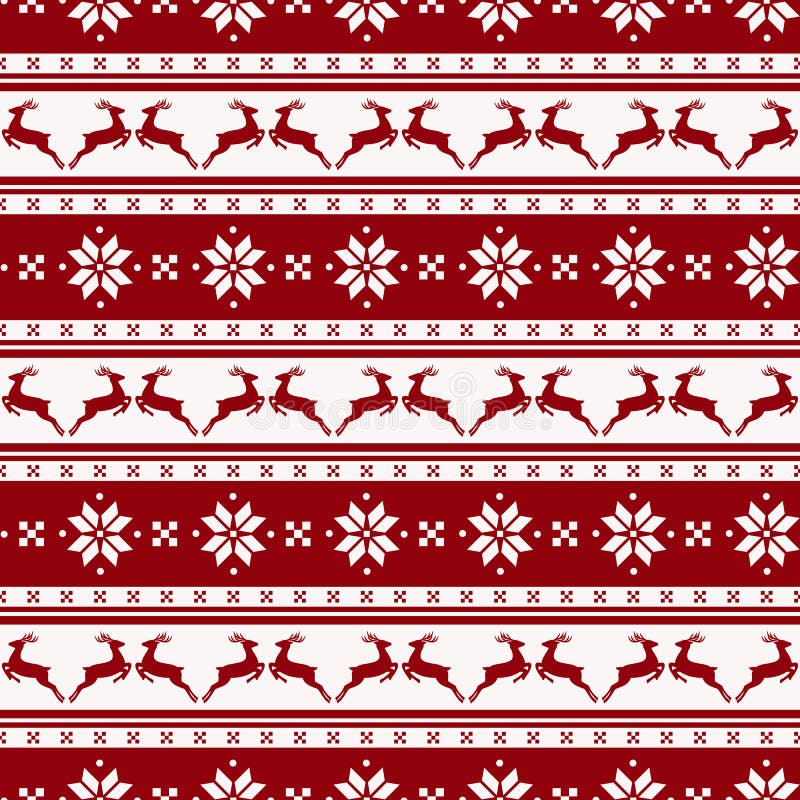 Striped christmas pattern with deers. Vector seamless background