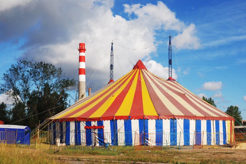 Striped circus tent