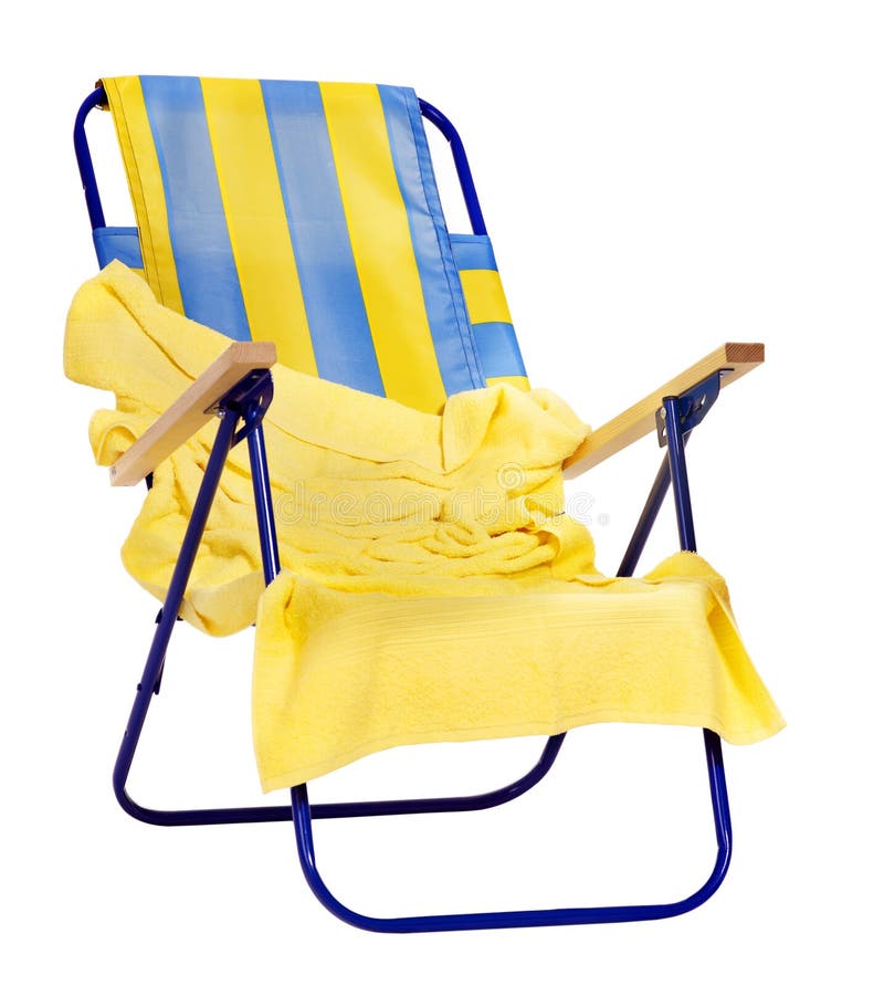 Striped Deck Chair on White. Stock Photo Image of resting, comfort