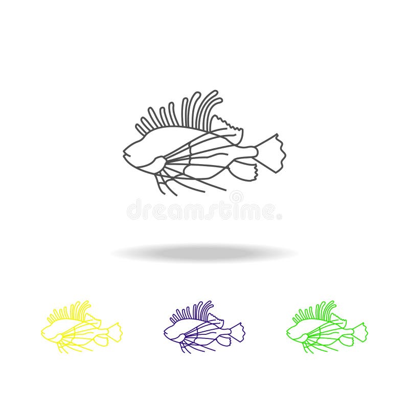 striped lionfish multicolored icons. Element of popular sea animals icon. Signs and symbols outline icon for websites, web design, stock illustration striped lionfish multicolored icons. Element of popular sea animals icon. Signs and symbols outline icon for websites, web design, stock illustration