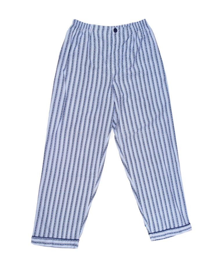 Striped Pajama Pants of Blue Color from Isolated on White, Top View ...