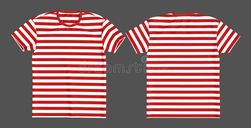 Striped Red and White Short Sleeves T-shirt Mock Up Stock Illustration ...